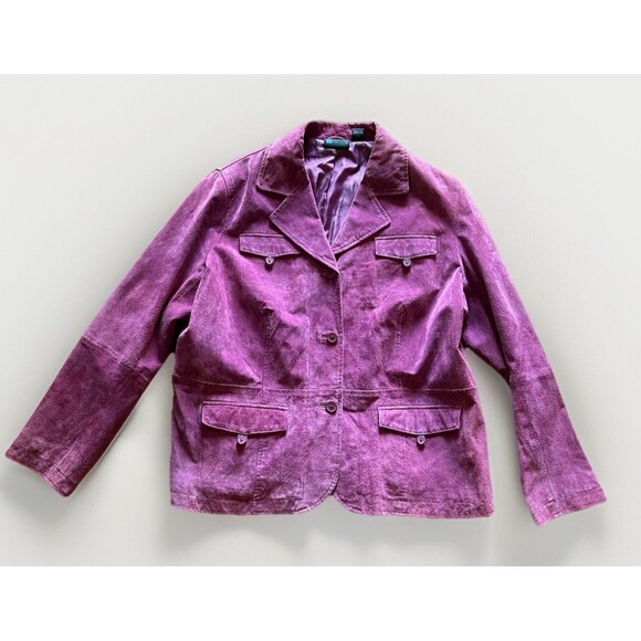Relativity Suede Jacket Raspberry Button Front Size 2x - Picture 1 of 9